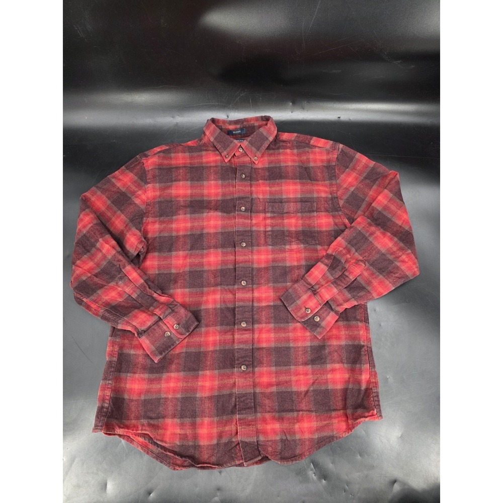 Pendleton Mason‎ Mens L Red Brown Plaid Flannel Button Down Shirt 100% Cotton